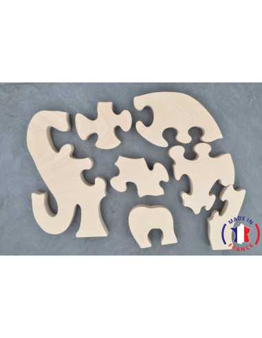 puzzle bois : animaux : elephant puzzle 5 pieces bois de hetre
