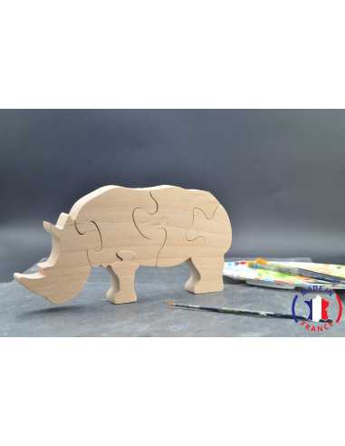 Puzzle en bois rhinocéros à peindre