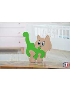 Tendre Chat Puzzle en bois