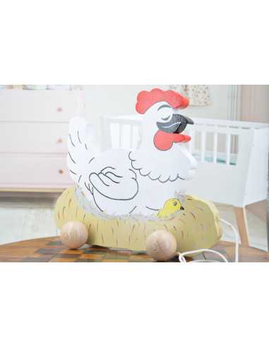 French Pull-Along Wooden Hen.