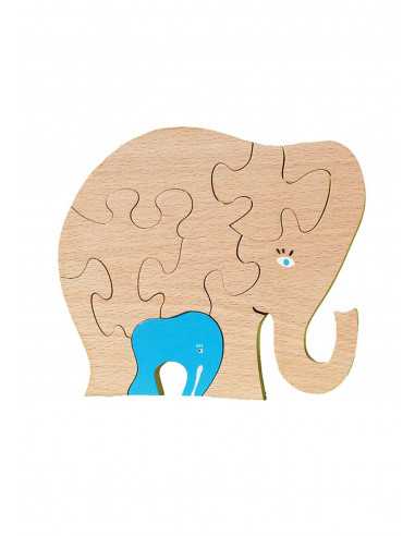 Puzzle en bois prénom éléphant personnalisé